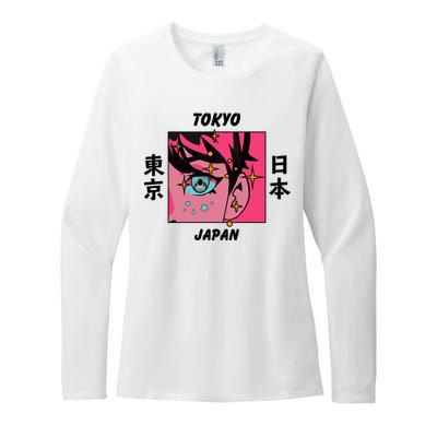 Tokyo Japan Anime Boy Sparkling Eyes Womens CVC Long Sleeve Shirt