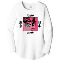 Tokyo Japan Anime Boy Sparkling Eyes Women's Perfect Tri Tunic Long Sleeve Shirt