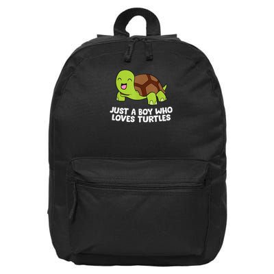 Turtle Just A Boy Who Loves Turtles 16 in Basic Backpack
