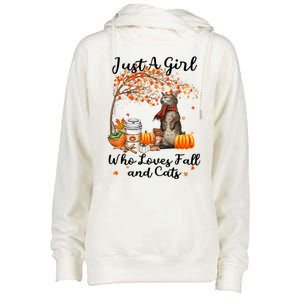 Tu Just A Who Loves Fall And Cat Costume Thanksgiving Cool Gift Womens Funnel Neck Pullover Hood