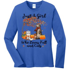 Tu Just A Who Loves Fall And Cat Costume Thanksgiving Cool Gift Ladies Long Sleeve Shirt