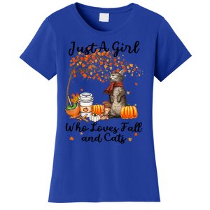 Tu Just A Who Loves Fall And Cat Costume Thanksgiving Cool Gift Women's T-Shirt