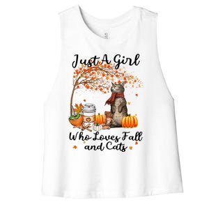 Tu Just A Who Loves Fall And Cat Costume Thanksgiving Cool Gift Women's Racerback Cropped Tank