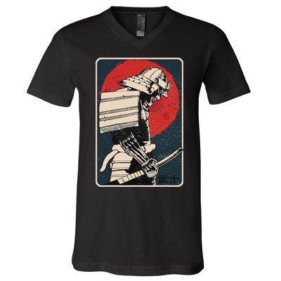 Tokyo Japanese Asia Martial Arts Style Retro Samurai V-Neck T-Shirt
