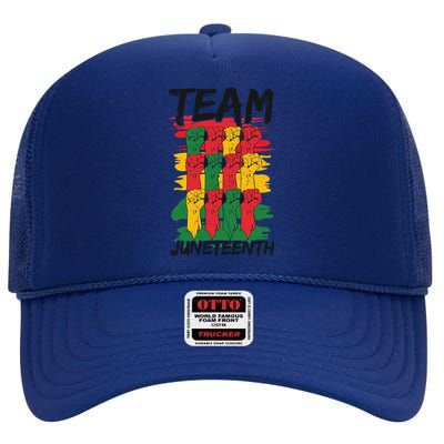 Team Juneteenth Black History Freedom Great Gift High Crown Mesh Back Trucker Hat