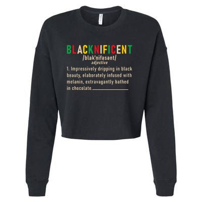 Trendy Juneteenth Blacknificent Graphic Cropped Pullover Crew