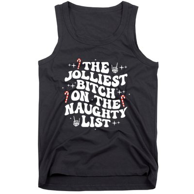 The Jolliest Bitch On The Naughty List Funny Christmas Tank Top