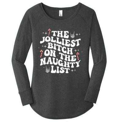 The Jolliest Bitch On The Naughty List Funny Christmas Women's Perfect Tri Tunic Long Sleeve Shirt