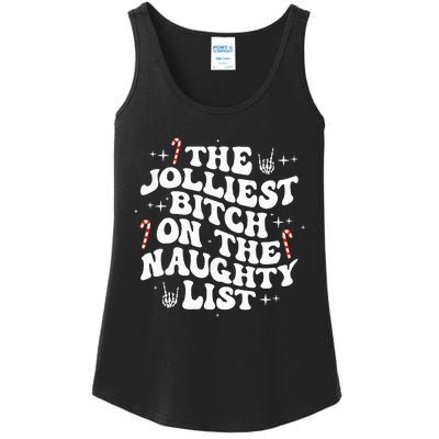 The Jolliest Bitch On The Naughty List Funny Christmas Ladies Essential Tank