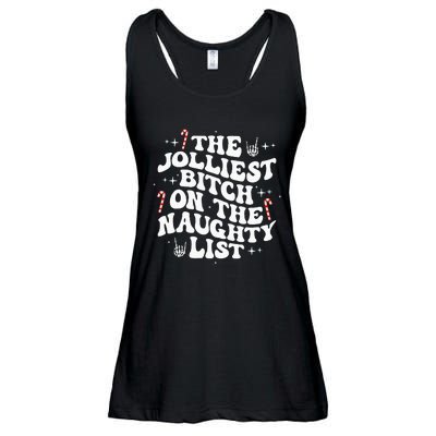 The Jolliest Bitch On The Naughty List Funny Christmas Ladies Essential Flowy Tank