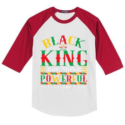 Trendy Juneteenth Black King Graphic Kids Colorblock Raglan Jersey