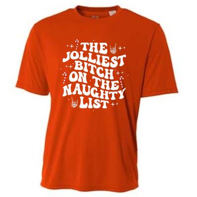 The Jolliest Bitch On The Naughty List Funny Christmas Cooling Performance Crew T-Shirt