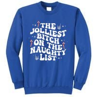 The Jolliest Bitch On The Naughty List Funny Christmas Tall Sweatshirt