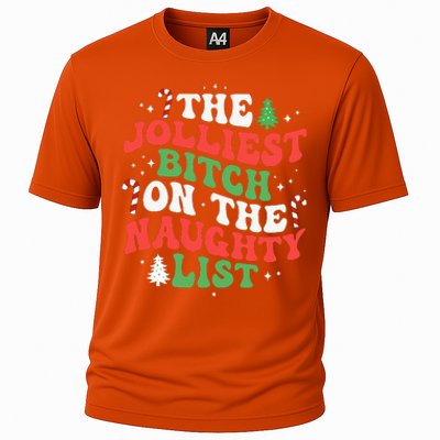 The Jolliest Bitch On The Naughty List Funny Christmas Cooling Performance Crew T-Shirt