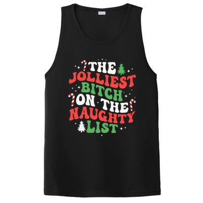 The Jolliest Bitch On The Naughty List Funny Christmas PosiCharge Competitor Tank