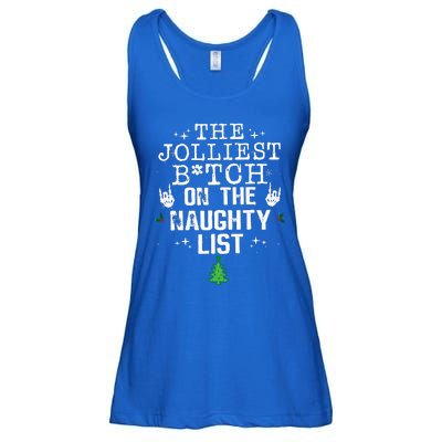 The Jolliest Bitch On The Naughty List Funny Christmas  Ladies Essential Flowy Tank