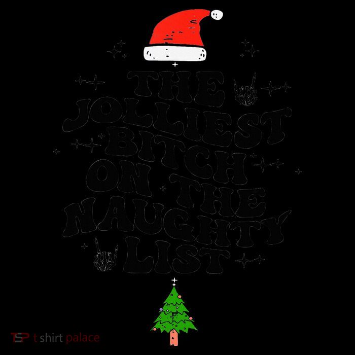 The Jolliest Bitch On The Naughty List Funny Christmas  Drawstring Bag