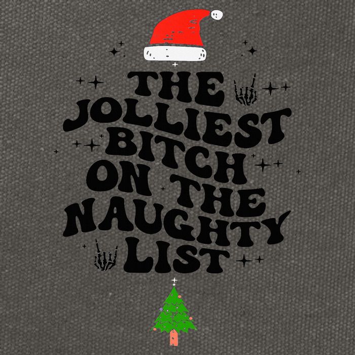 The Jolliest Bitch On The Naughty List Funny Christmas  Cotton Canvas Backpack