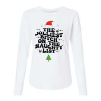 The Jolliest Bitch On The Naughty List Funny Christmas  Womens Cotton Relaxed Long Sleeve T-Shirt