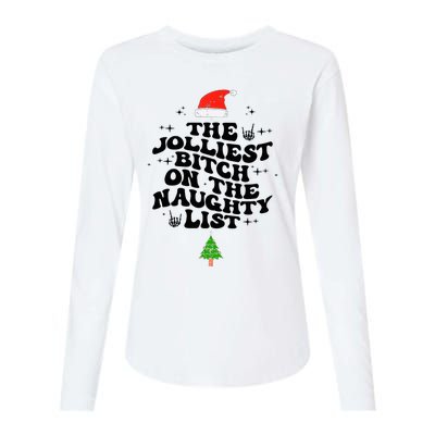 The Jolliest Bitch On The Naughty List Funny Christmas  Womens Cotton Relaxed Long Sleeve T-Shirt