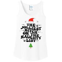 The Jolliest Bitch On The Naughty List Funny Christmas  Ladies Essential Tank