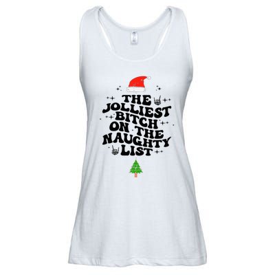 The Jolliest Bitch On The Naughty List Funny Christmas  Ladies Essential Flowy Tank