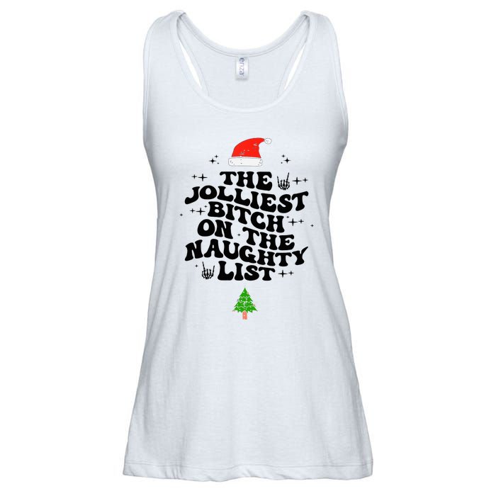 The Jolliest Bitch On The Naughty List Funny Christmas  Ladies Essential Flowy Tank