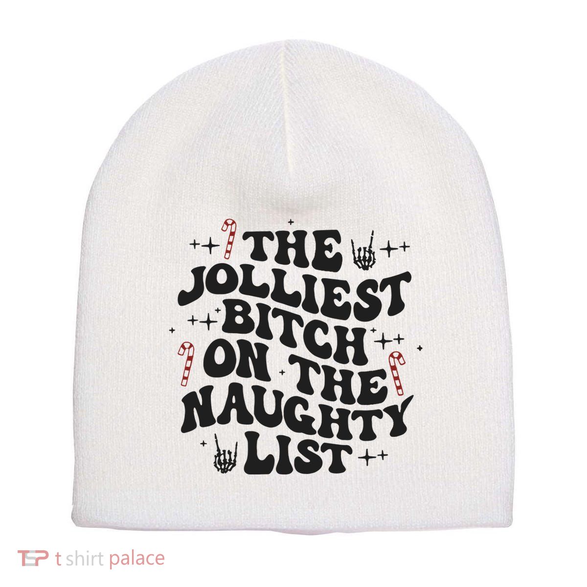 The Jolliest Bitch On The Naughty List Short Acrylic Beanie