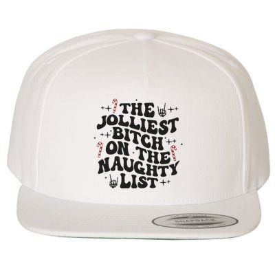 The Jolliest Bitch On The Naughty List Wool Snapback Cap