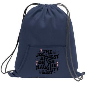 The Jolliest Bitch On The Naughty List Funny Christmas   Sweatshirt Cinch Pack Bag