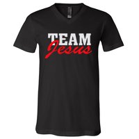 Team Jesus Christian Faith Quote Believer Saying V-Neck T-Shirt