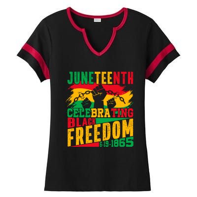 Trendy Juneteenth Celebrating Black Freedom Graphic Ladies Halftime Notch Neck Tee