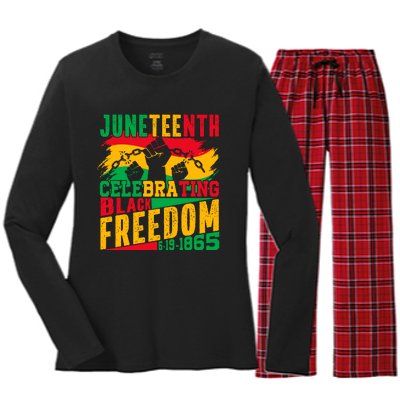 Trendy Juneteenth Celebrating Black Freedom Graphic Women's Long Sleeve Flannel Pajama Set 