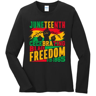 Trendy Juneteenth Celebrating Black Freedom Graphic Ladies Long Sleeve Shirt