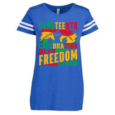 Trendy Juneteenth Celebrating Black Freedom Graphic Enza Ladies Jersey Football T-Shirt