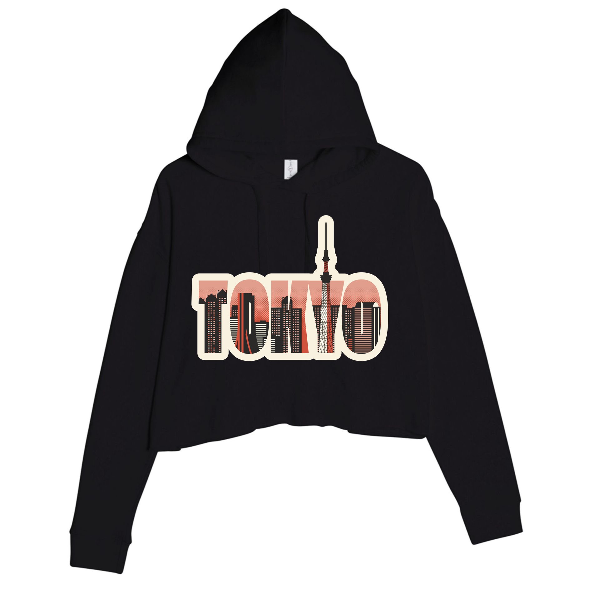 Tokyo Japan City Skyline Crop Fleece Hoodie