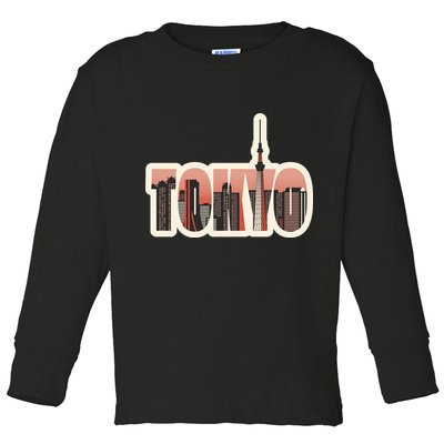 Tokyo Japan City Skyline Toddler Long Sleeve Shirt