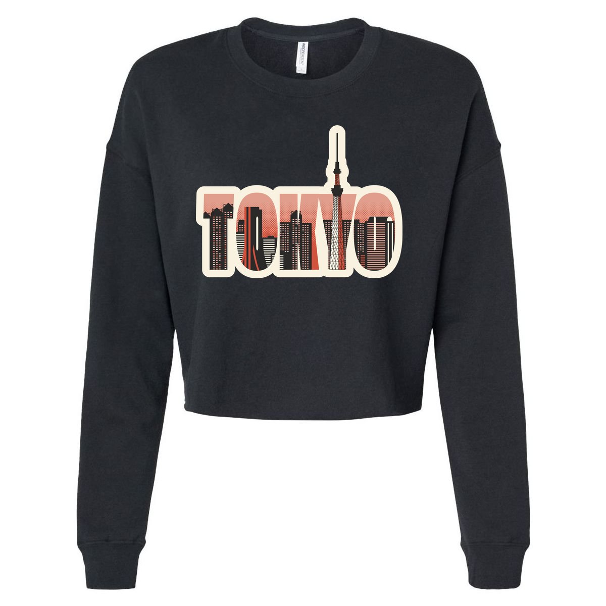 Tokyo Japan City Skyline Cropped Pullover Crew