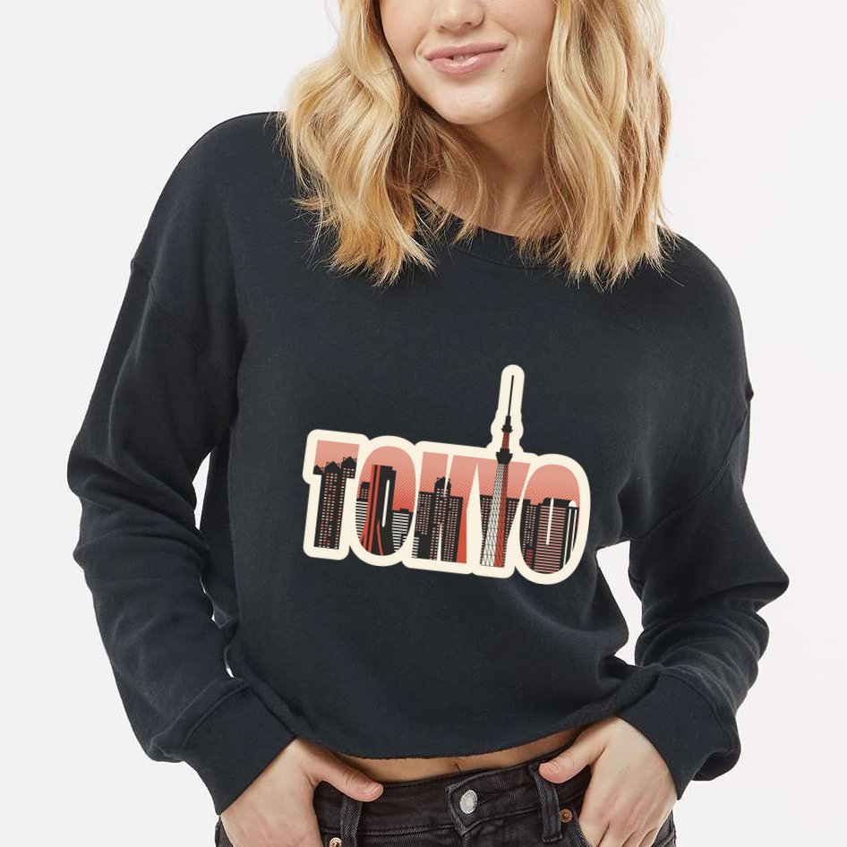 Tokyo Japan City Skyline Cropped Pullover Crew