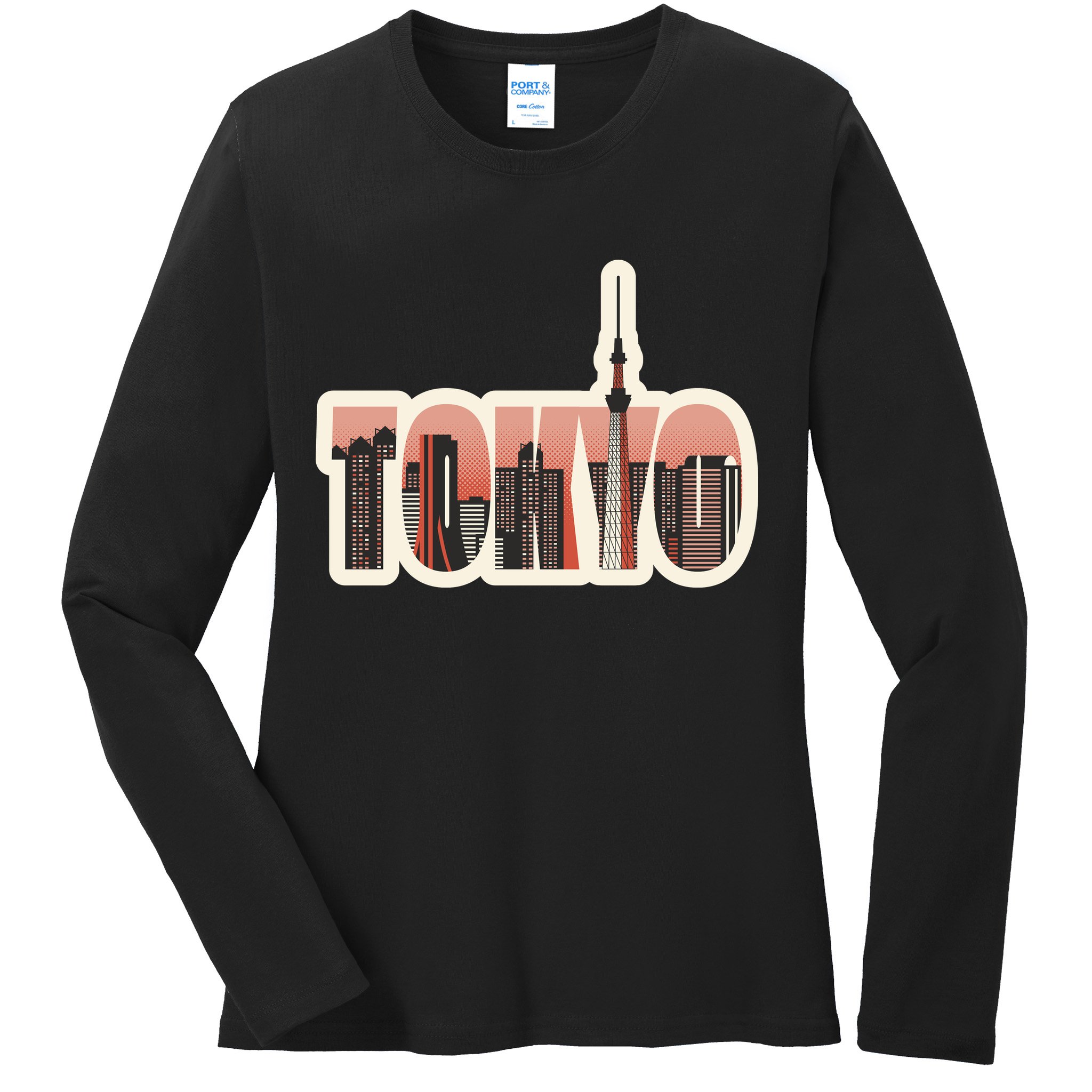 Tokyo Japan City Skyline Ladies Long Sleeve Shirt