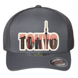 Tokyo Japan City Skyline Flexfit Unipanel Trucker Cap