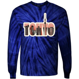 Tokyo Japan City Skyline Tie-Dye Long Sleeve Shirt