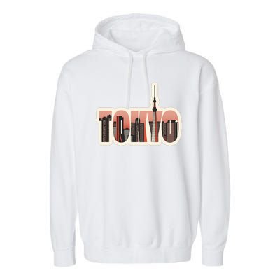 Tokyo Japan City Skyline Garment-Dyed Fleece Hoodie