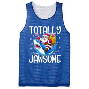 Totally Jawsome Christmas Shark Santa Hat Lights Snowflakes Gift Mesh Reversible Basketball Jersey Tank