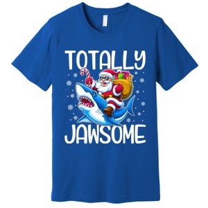 Totally Jawsome Christmas Shark Santa Hat Lights Snowflakes Gift Premium T-Shirt