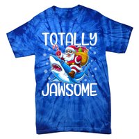 Totally Jawsome Christmas Shark Santa Hat Lights Snowflakes Gift Tie-Dye T-Shirt