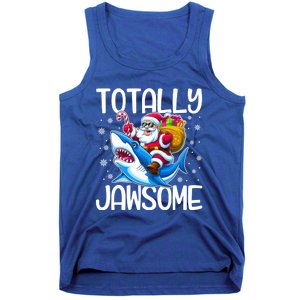 Totally Jawsome Christmas Shark Santa Hat Lights Snowflakes Gift Tank Top