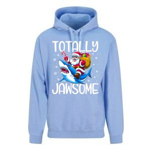 Totally Jawsome Christmas Shark Santa Hat Lights Snowflakes Gift Unisex Surf Hoodie