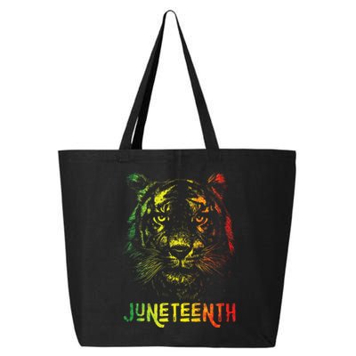 Tiger Juneteenth Cool Black History African America Flag Tee 25L Jumbo Tote