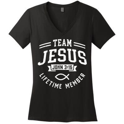 Team Jesus Christian Faith Religious Gift Women's V-Neck T-Shirt